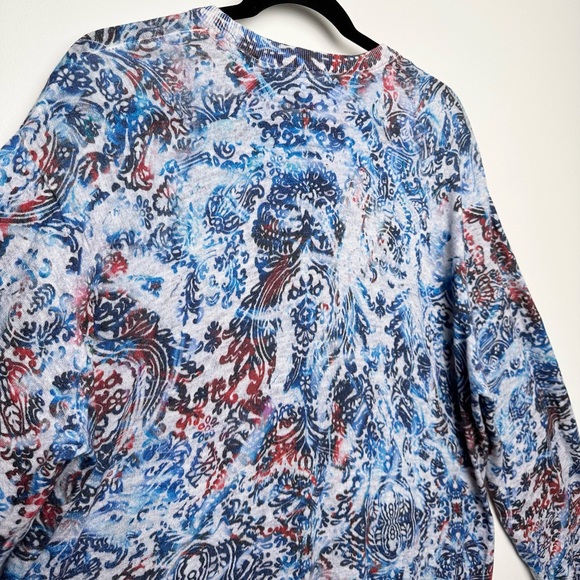 Robert Graham Barrel Paisley Graphic Print Linen & Cotton Knit Crewneck Sweater - Picture 13 of 13